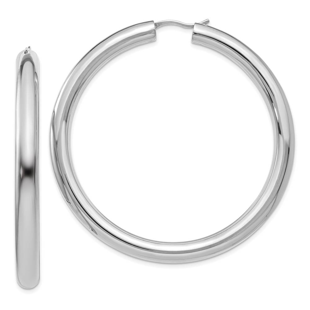 5mm Round Tube Hoop Earrings Sterling Silver, 55mm (2 1/8 in)
