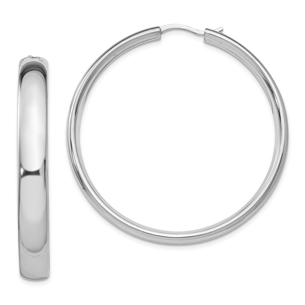 6mm Polished Half Round Tube Hoop Earrings in Sterling Silver, 47mm