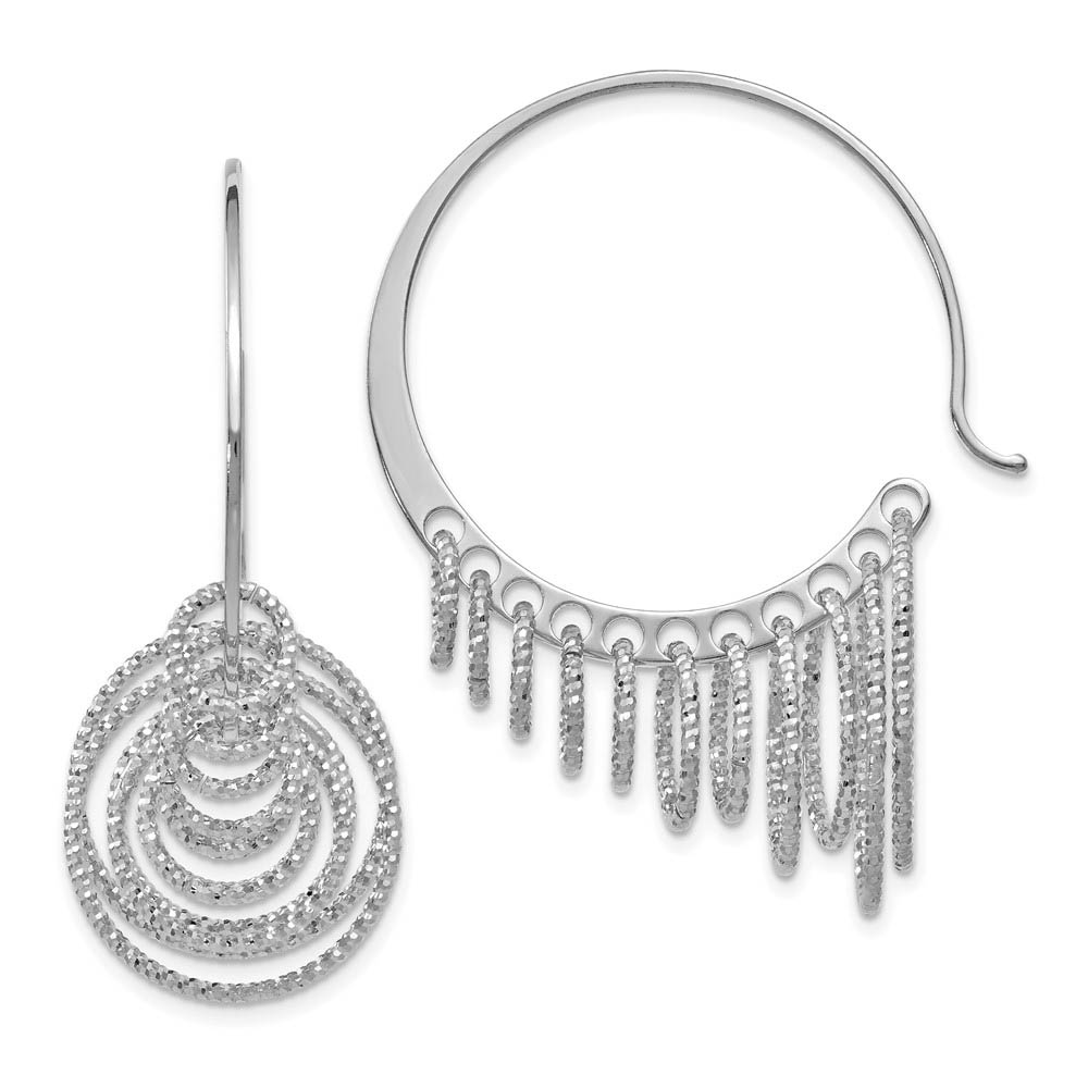 Laser Cut Chandelier Circle Threader Hoop Earrings in Sterling Silver