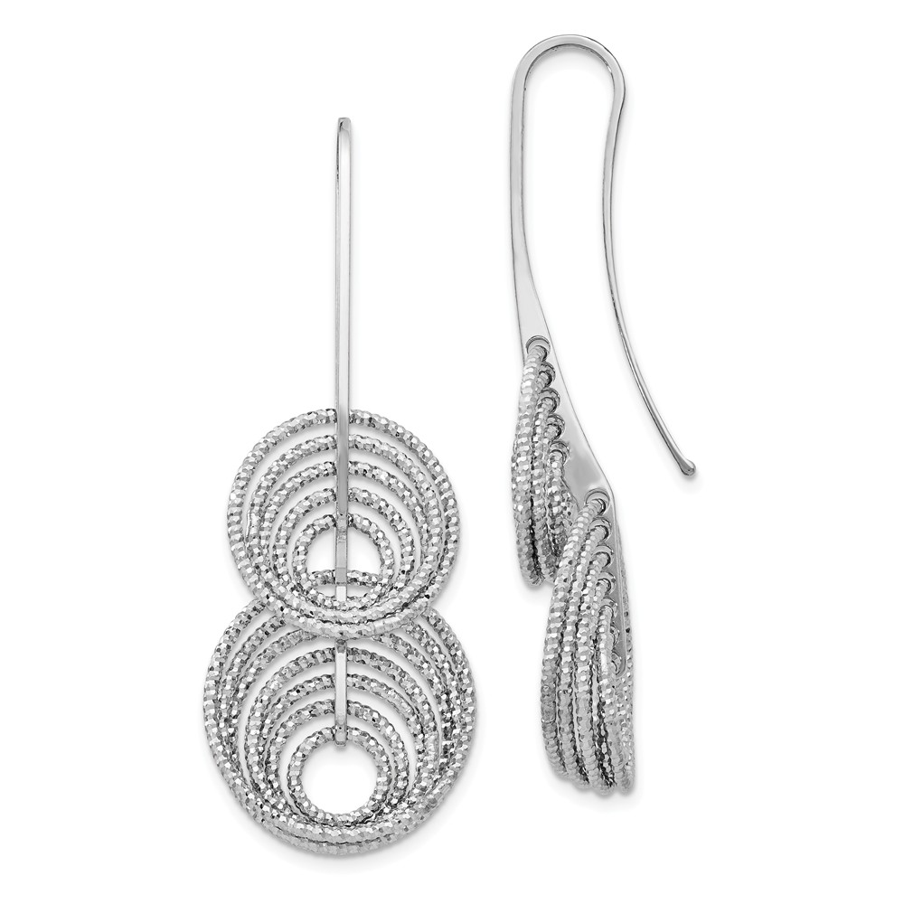Laser Cut Layered Circle Dangle Threader Earrings in Sterling Silver