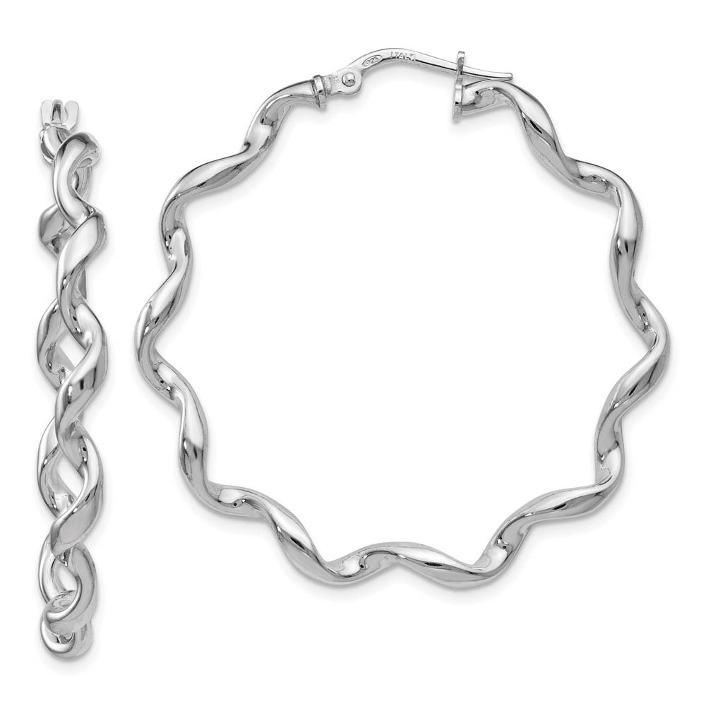 3.5mm Polished Spiral Twisted Hoops Silver, 38mm (1 1/2 in)