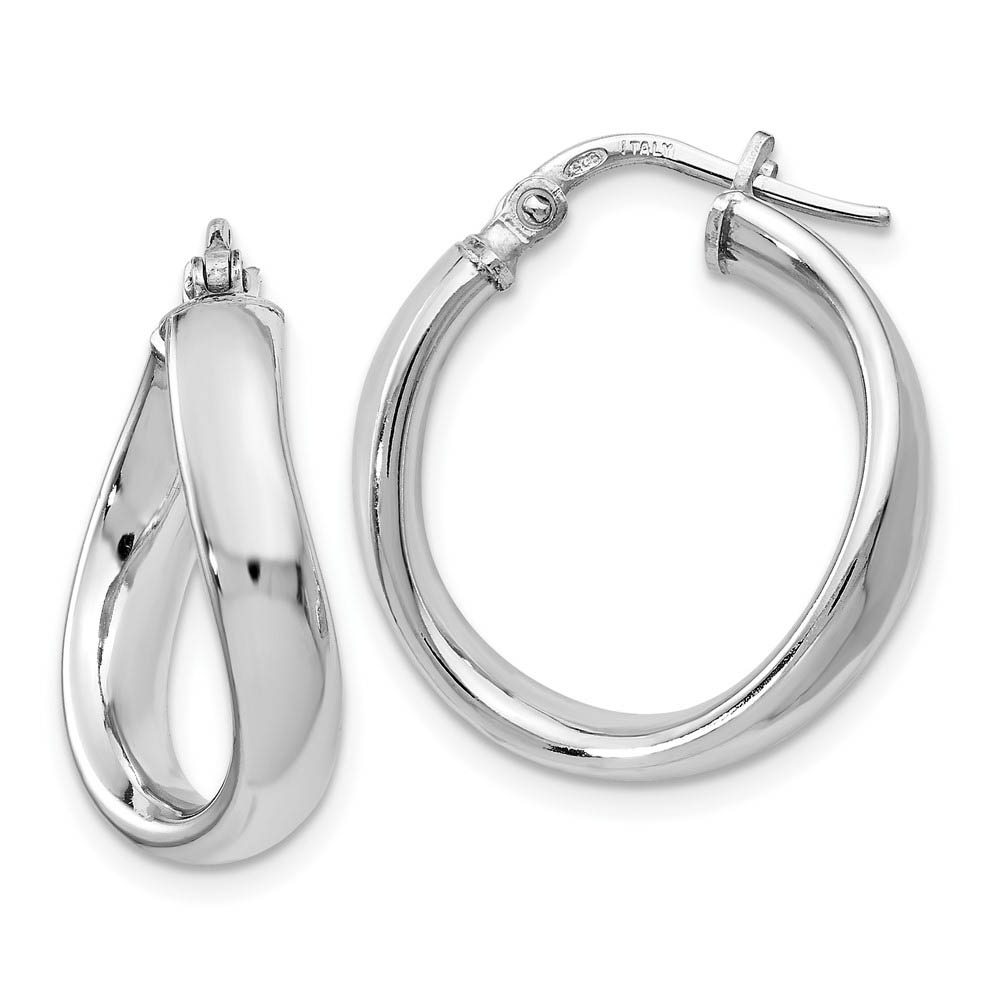 4mm Polished Freeform Hoop Earrings Sterling Silver, 19mm (3/4 in)