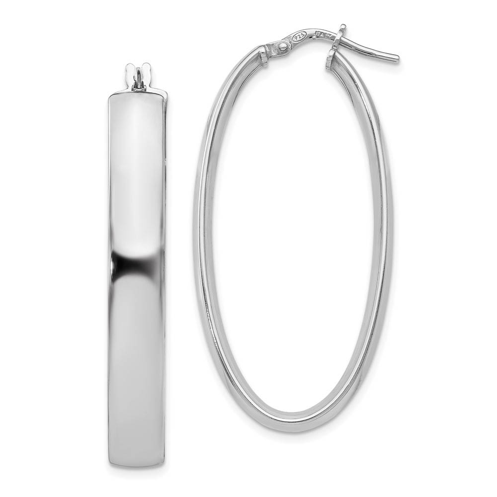 6mm Polished Oval Hoop Earrings Sterling Silver, 40mm (1 1/2 in)