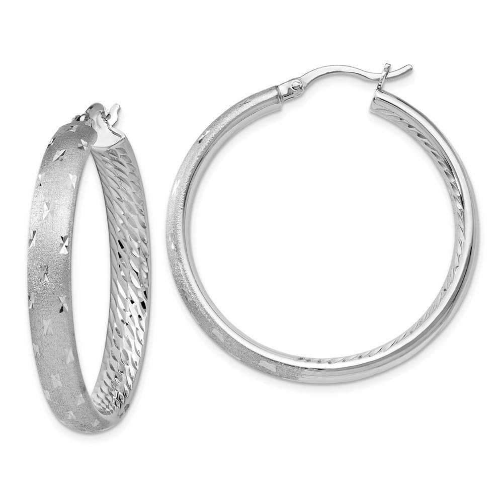 5mm Diamond-Cut Sterling Silver Round Hoop Earrings, 39mm (1 1/2 in)
