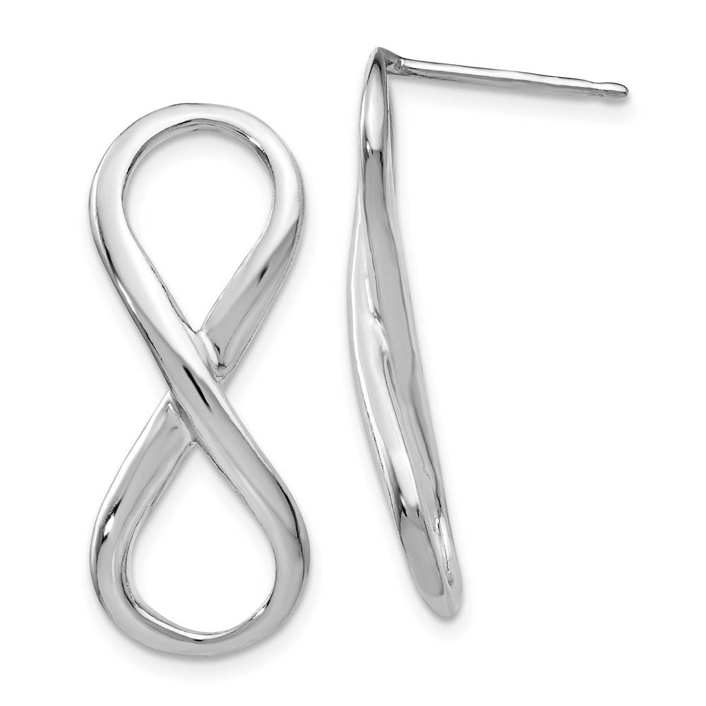 Polished Infinity Symbol Post Earrings in Sterling Silver, 28mm