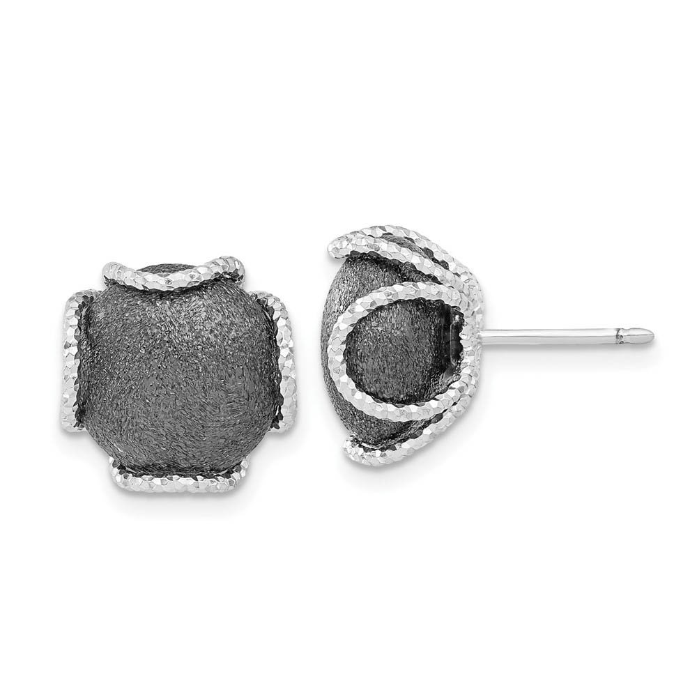 13mm Textured and Laser-Cut Post Earrings in Two-Tone Sterling Silver