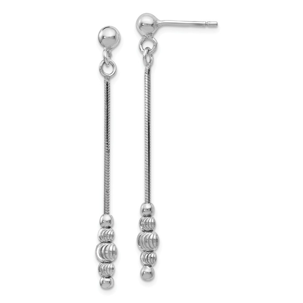 Diamond-cut Graduated Bead Dangle Post Earrings in Sterling Silver