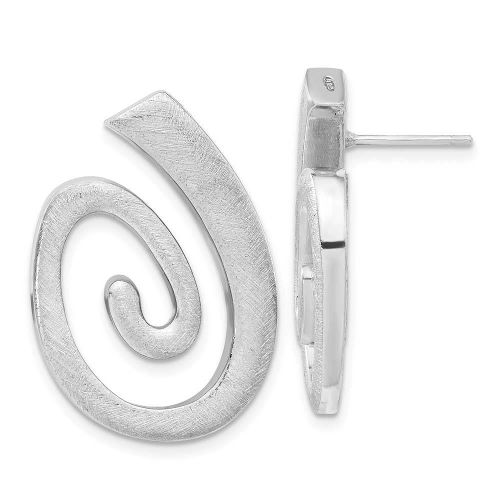 Textured Coil Post Earrings in Sterling Silver, 30mm (1 1/8 in)