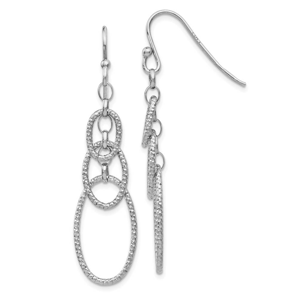 Textured Oval Link Dangle Earrings in Sterling Silver