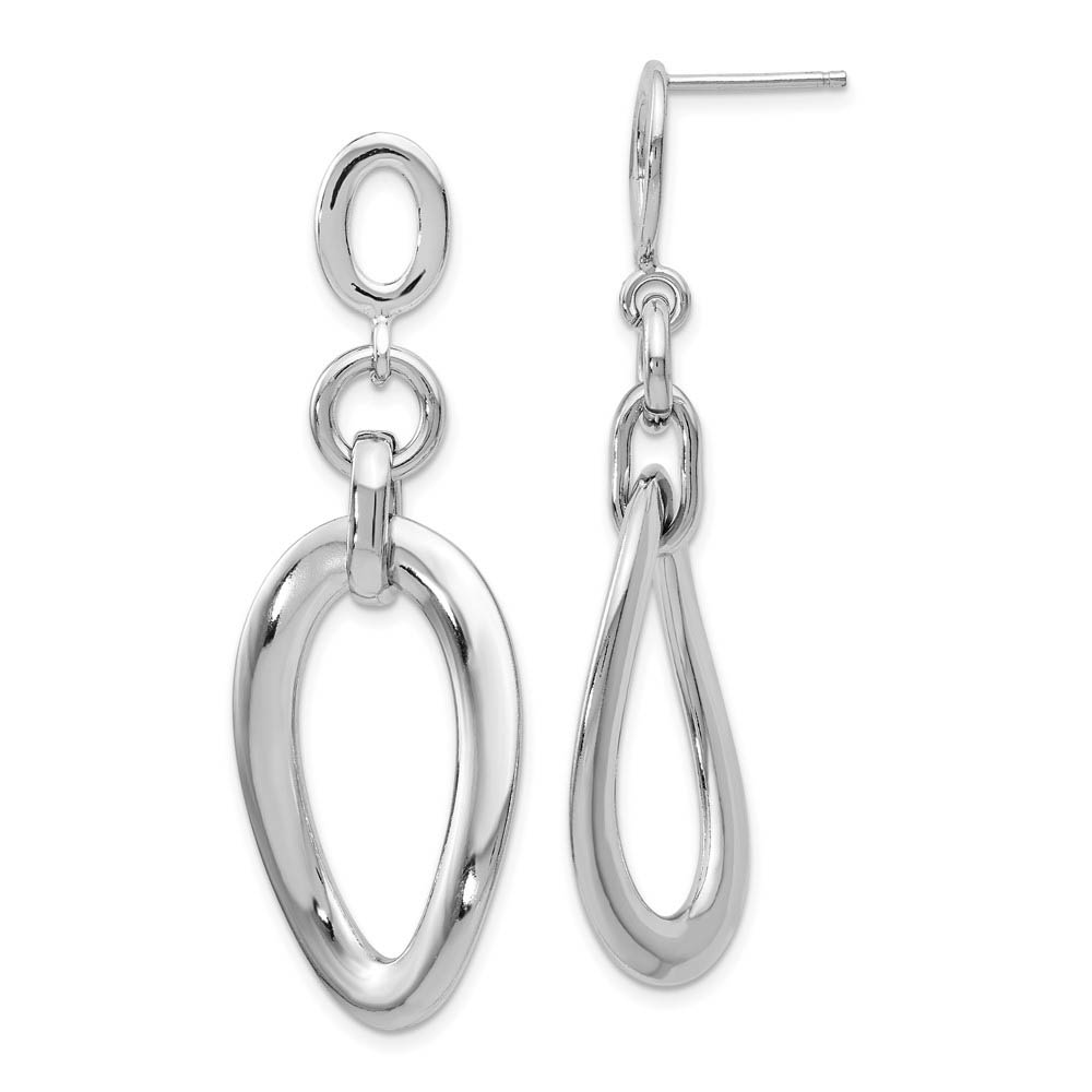 Bent Oval Post Dangle Earrings in Sterling Silver