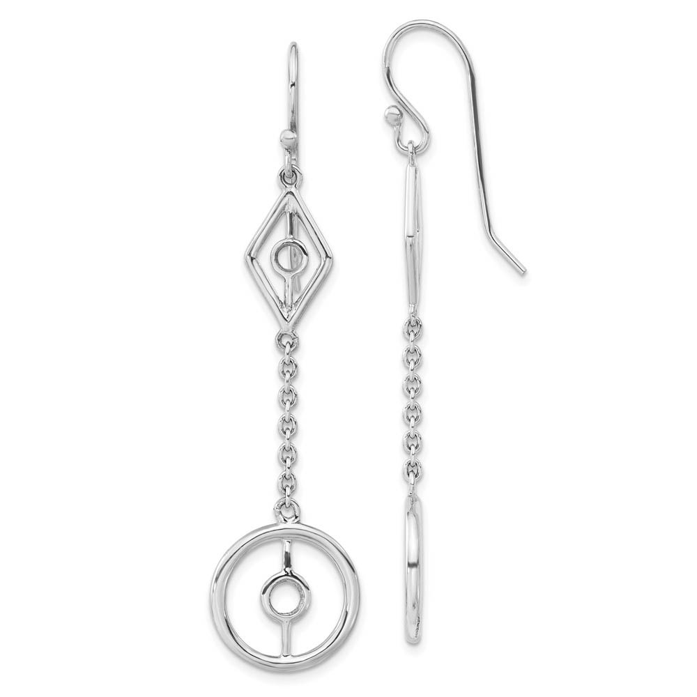 Long Geometric Chain Dangle Earrings in Sterling Silver