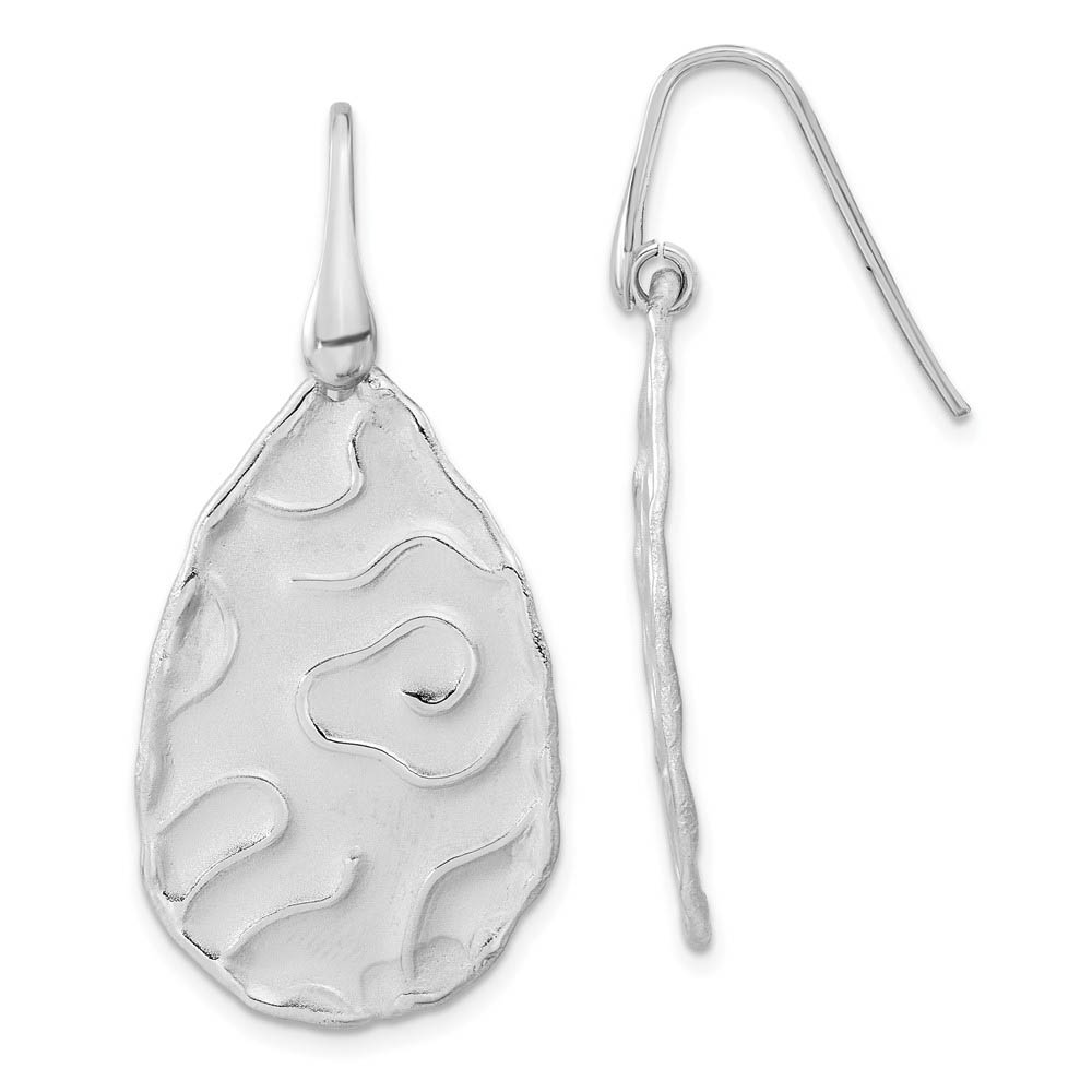 Satin Abstract Teardrop Dangle Earrings in Sterling Silver