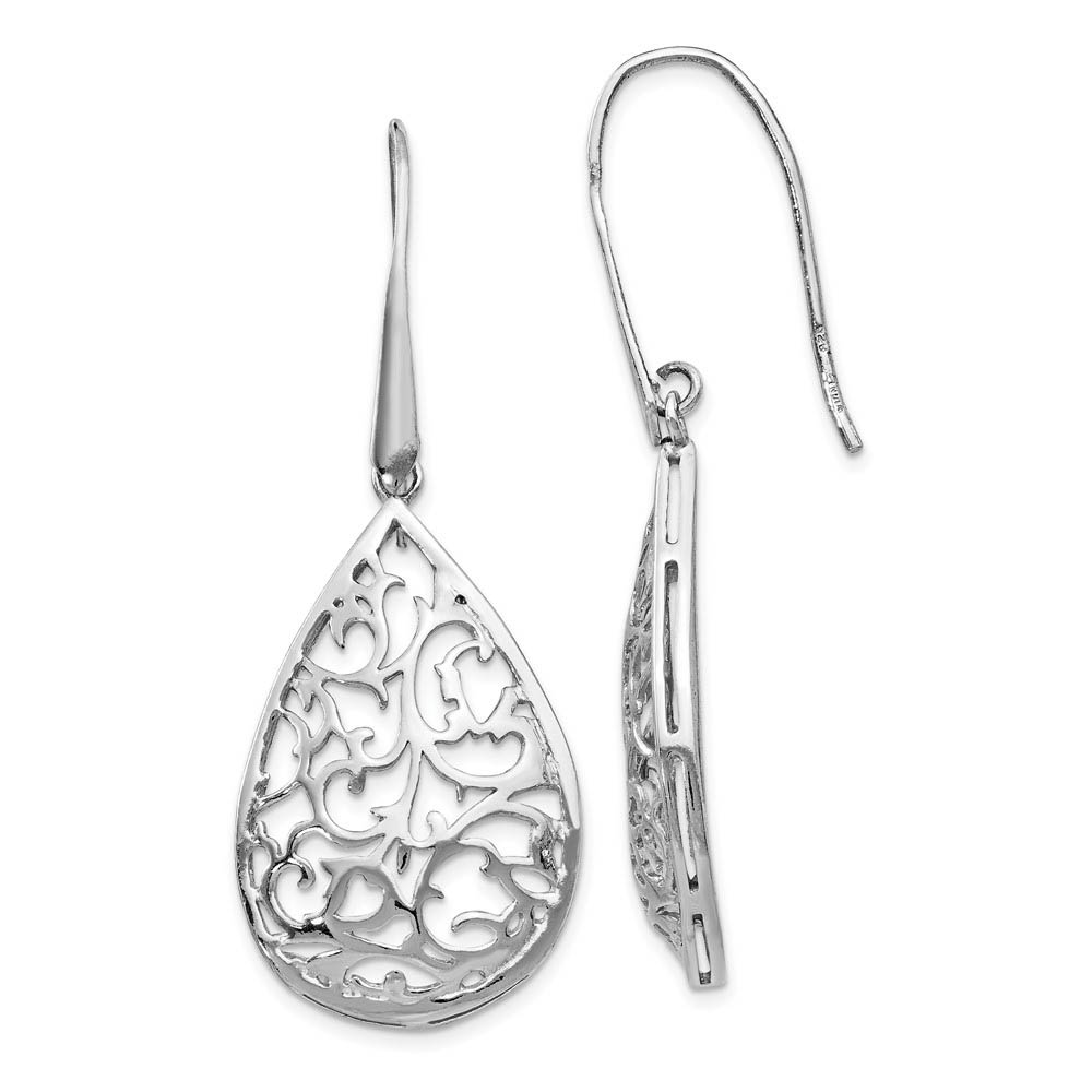 Cutout Teardrop Dangle Earrings in Sterling Silver