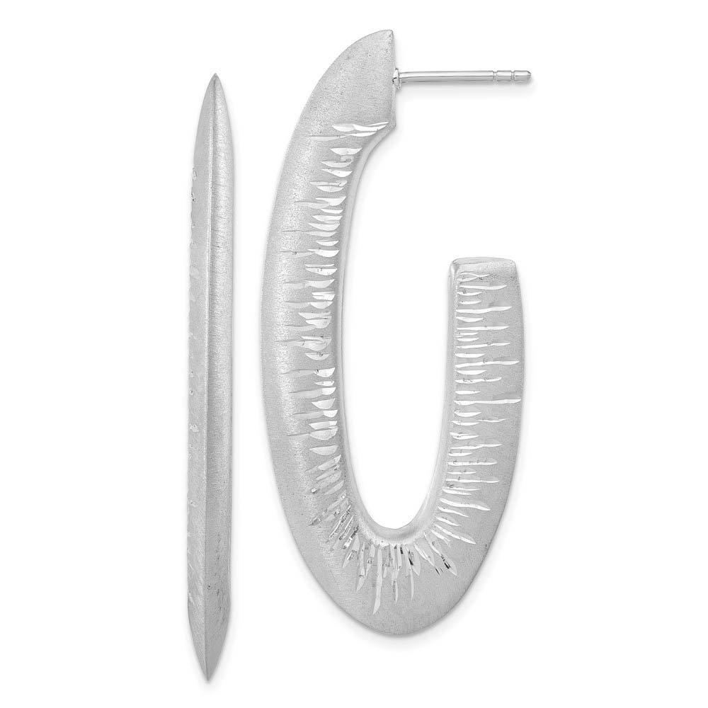 Knife Edge Diamond-Cut J-Hoop Earrings Sterling Silver, 52mm (2 in)
