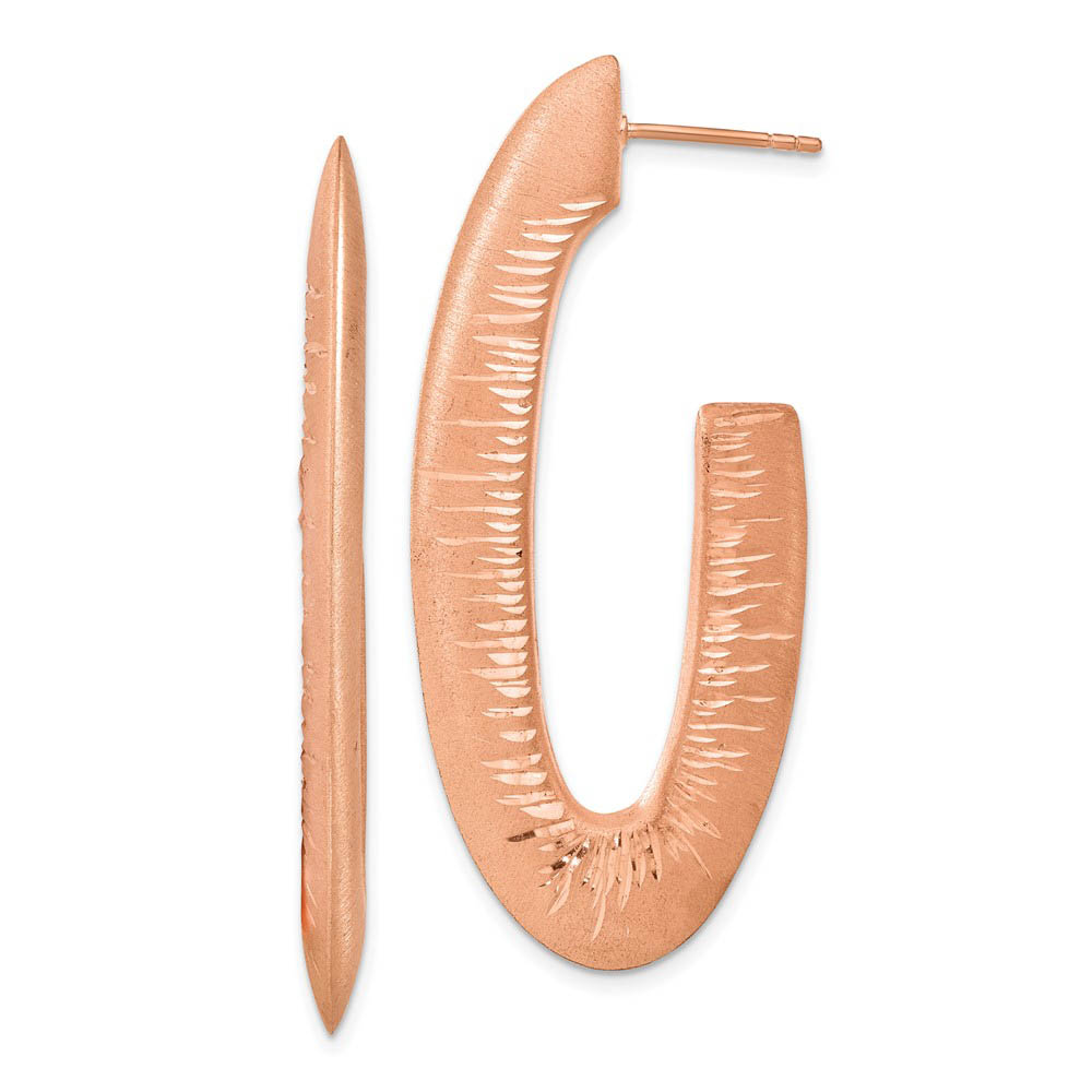 Rose Gold Tone Plated Silver Knife Edge D/C J-Hoop Earrings, 52mm