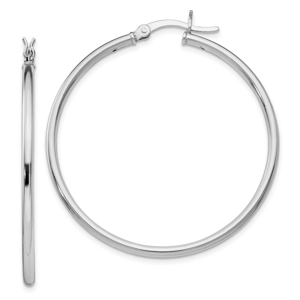 2mm Polished Sterling Silver Round Hoop Earrings, 41mm (1 5/8 in)