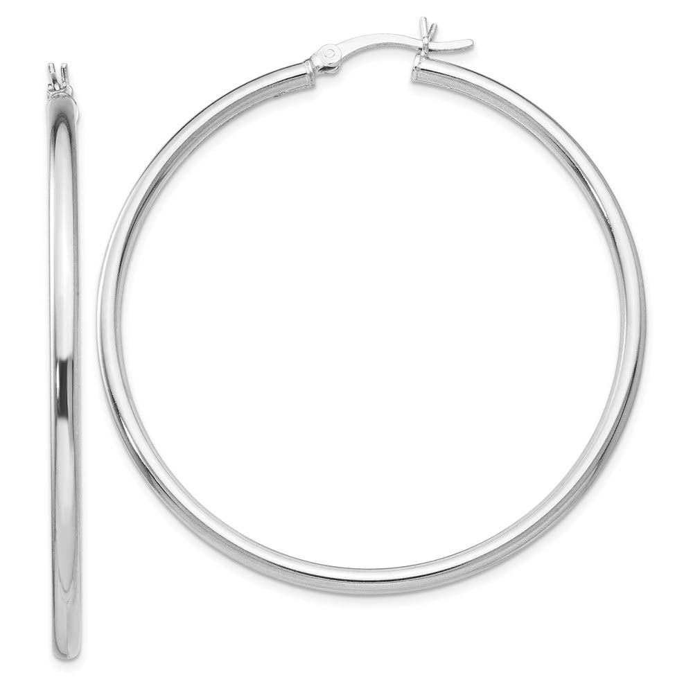 2.5mm Polished Sterling Silver Round Hoop Earrings, 52mm (2 in)