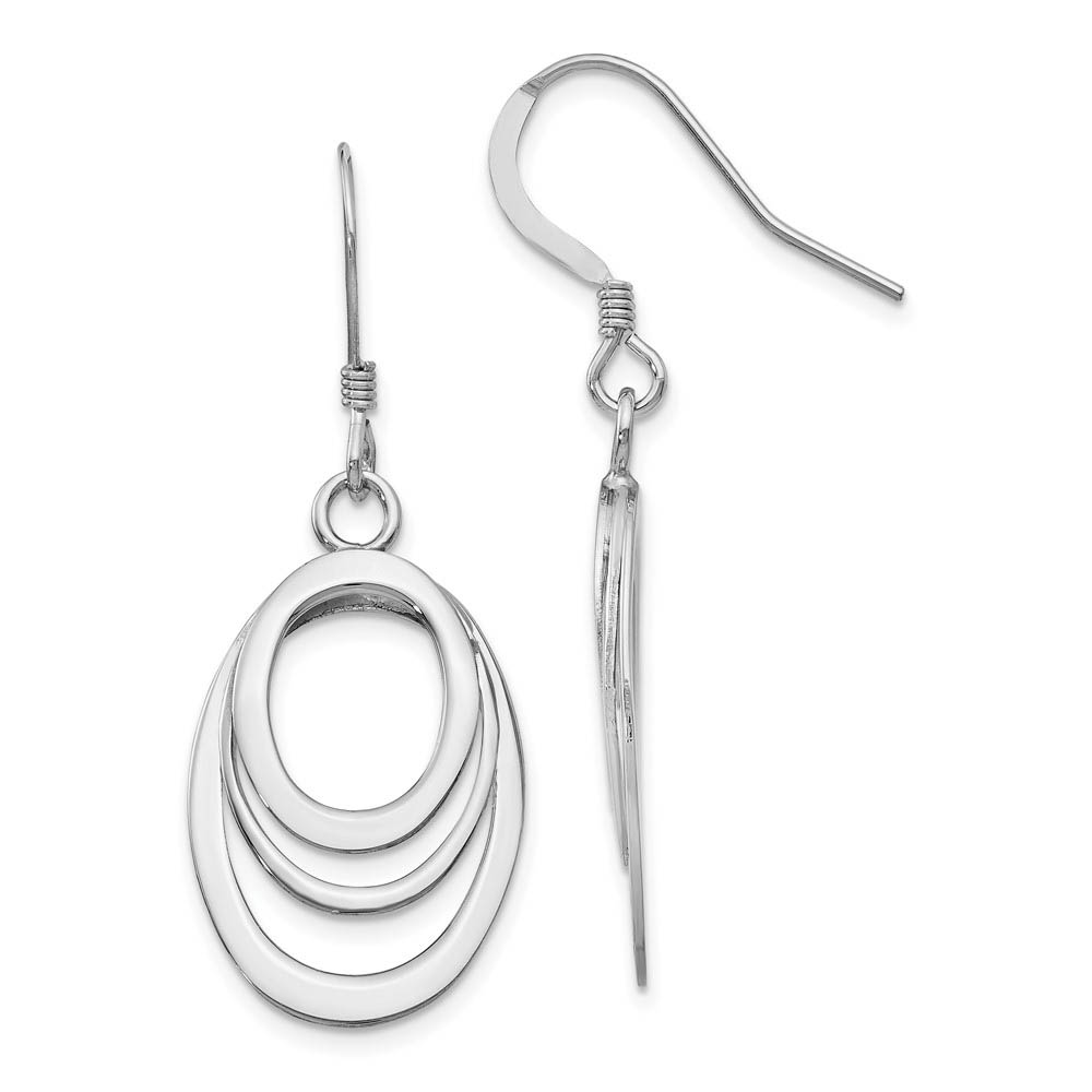 Polished Layered Oval Dangle Earrings in Sterling Silver