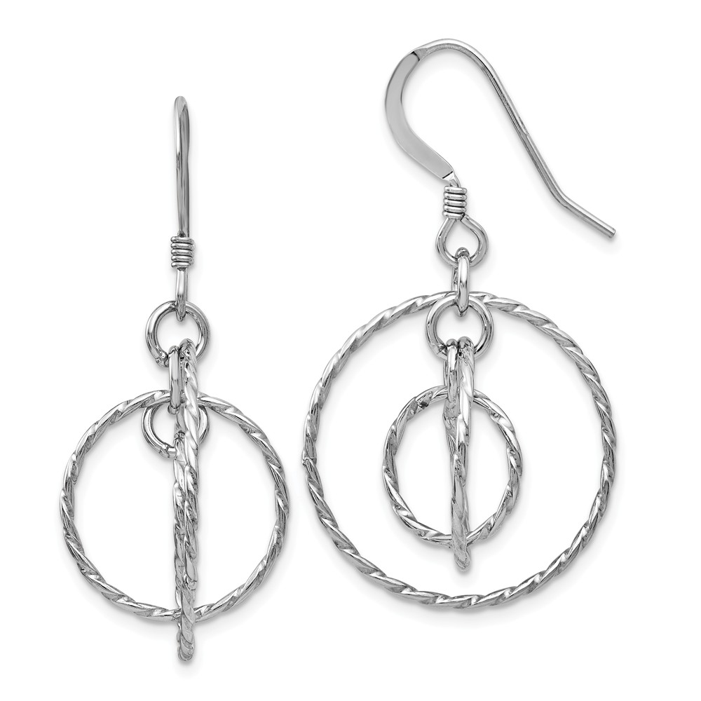 22mm Twisted Triple Circle Dangle Earrings in Sterling Silver