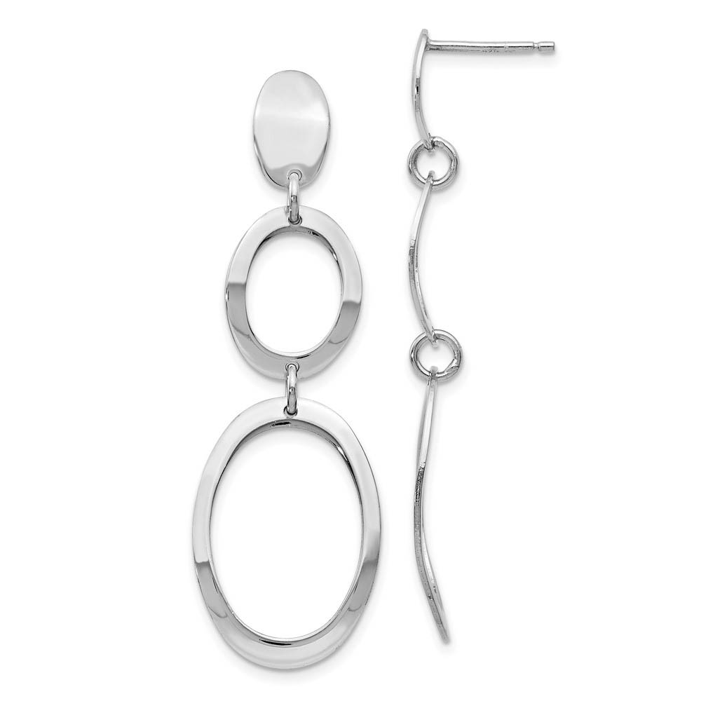 Triple Oval Dangle Post Earrings in Polished Sterling Silver