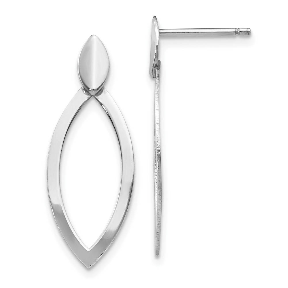Marquise Shaped Drop Post Earrings in Sterling Silver