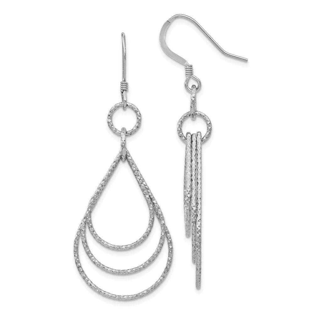 Triple Textured Teardrop Dangle Earrings in Sterling Silver