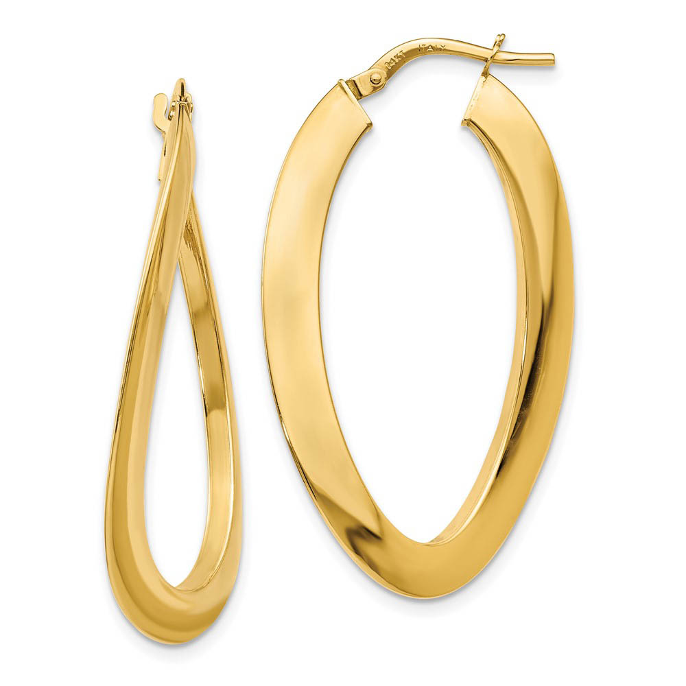 Twisted Oval Hoop Earrings in 14k Yellow Gold, 38mm (1 1/2 Inch)