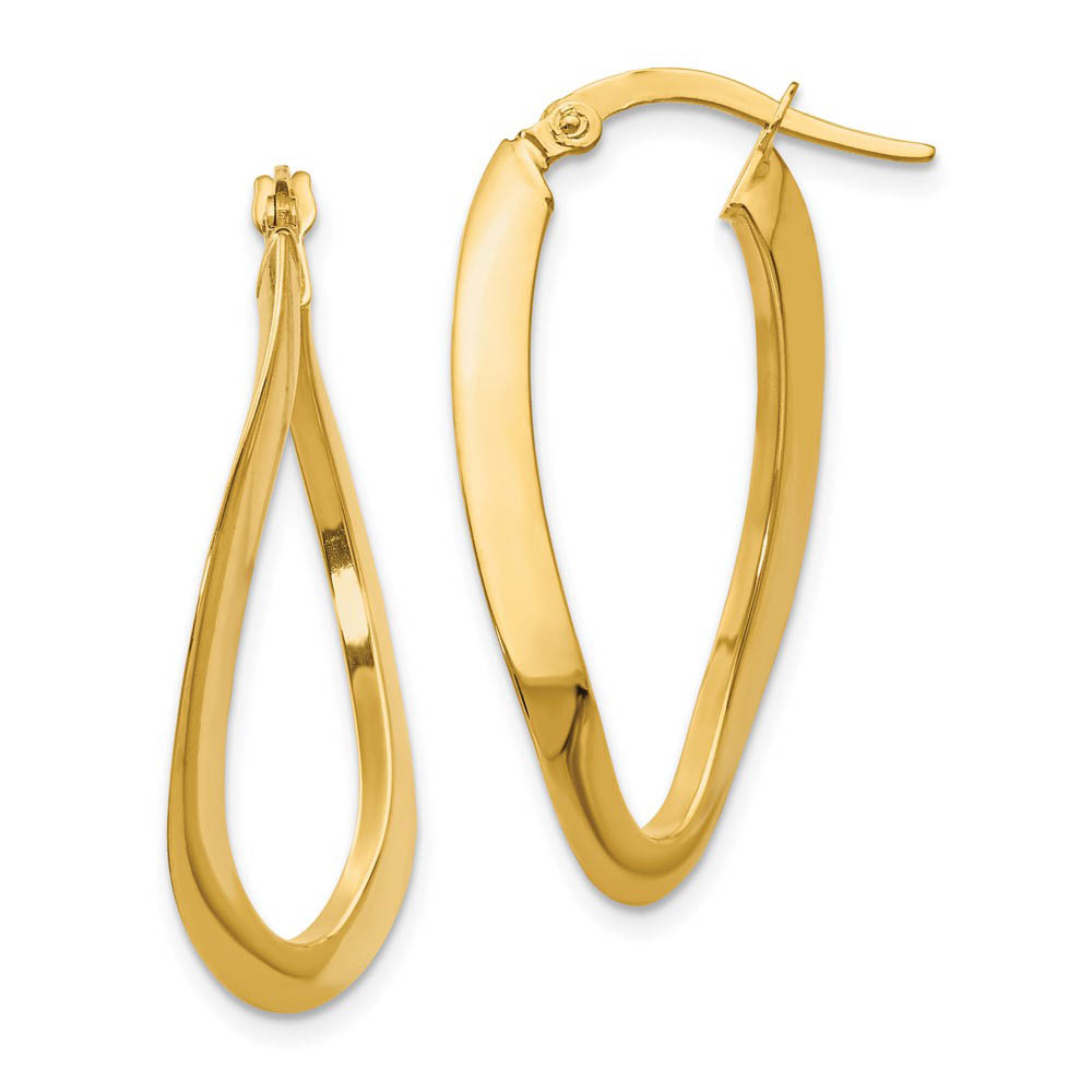 Twisted Oval Hoop Earrings in 14k Yellow Gold, 33mm (1 5/16 Inch)