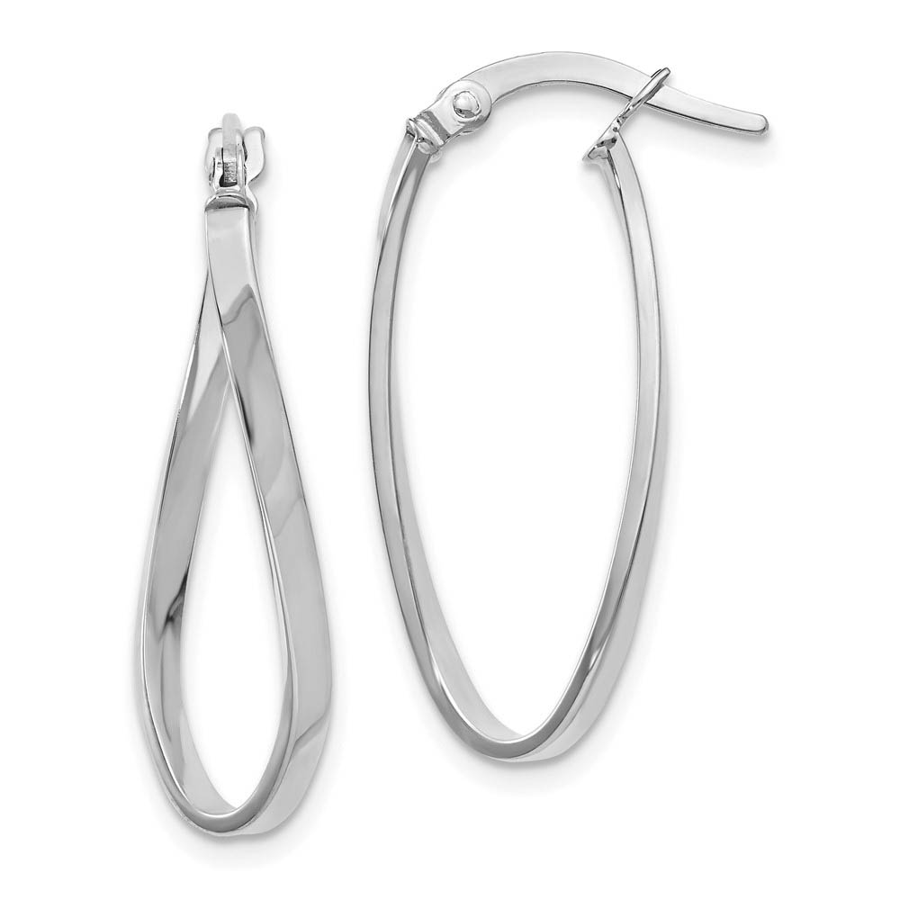 1.8mm Twisted Oval Hoop Earrings in 14k White Gold, 26mm (1 Inch)