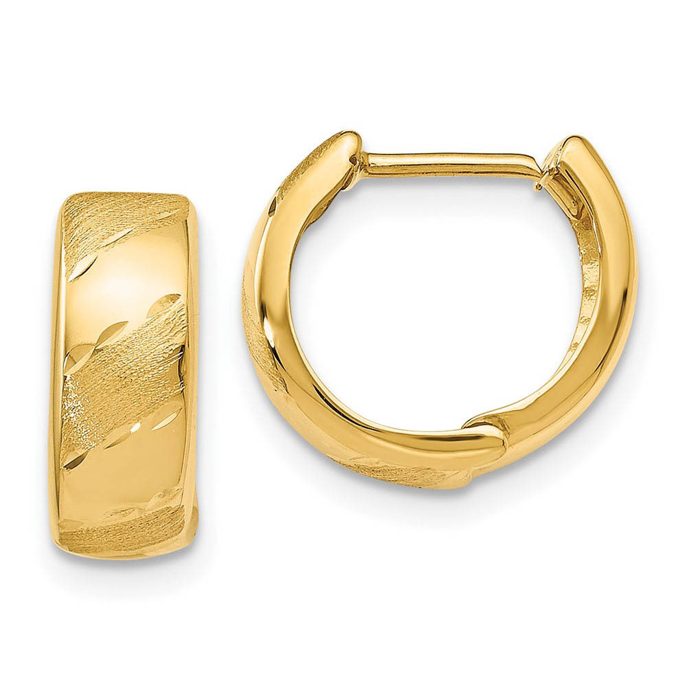 5mm Polished & Satin Hinged Hoops in 14k Yellow Gold, 13mm (1/2 Inch)