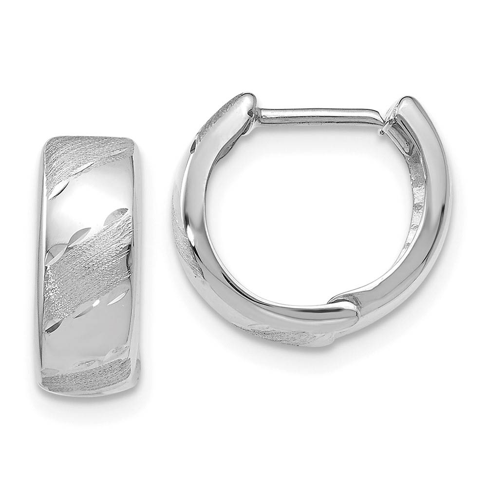5mm Polished & Satin Hinged Hoops in 14k White Gold, 13mm (1/2 Inch)