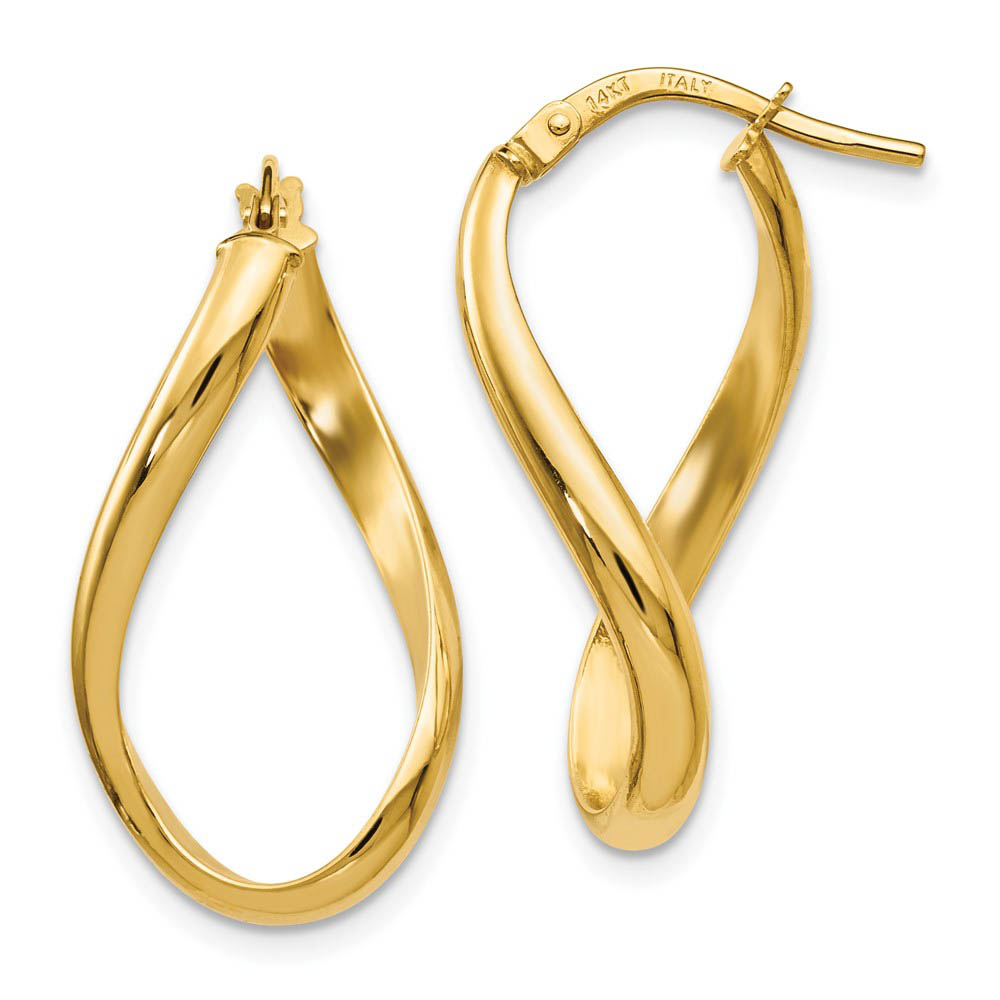 2.7mm Freeform Oval Hoop Earrings 14k Yellow Gold, 24mm (15/16 in)