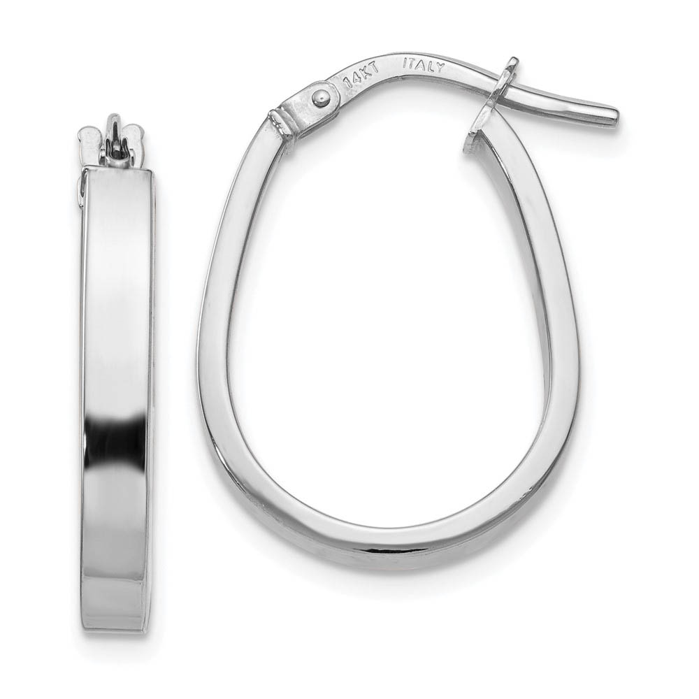 3mm U Shape Hoop Earrings in 14k White Gold, 19mm (3/4 Inch)