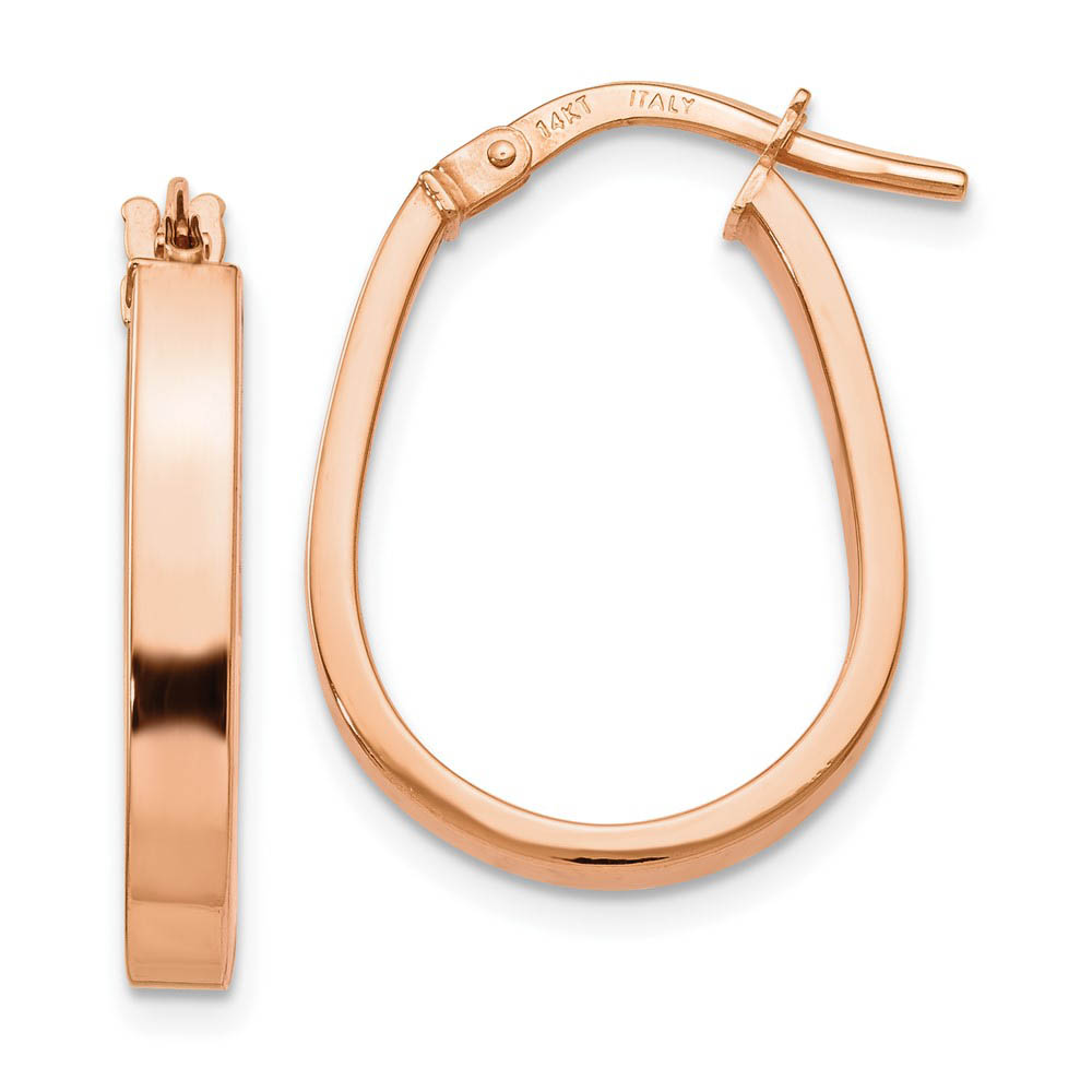 3mm U Shape Hoop Earrings in 14k Rose Gold, 19mm (3/4 Inch)