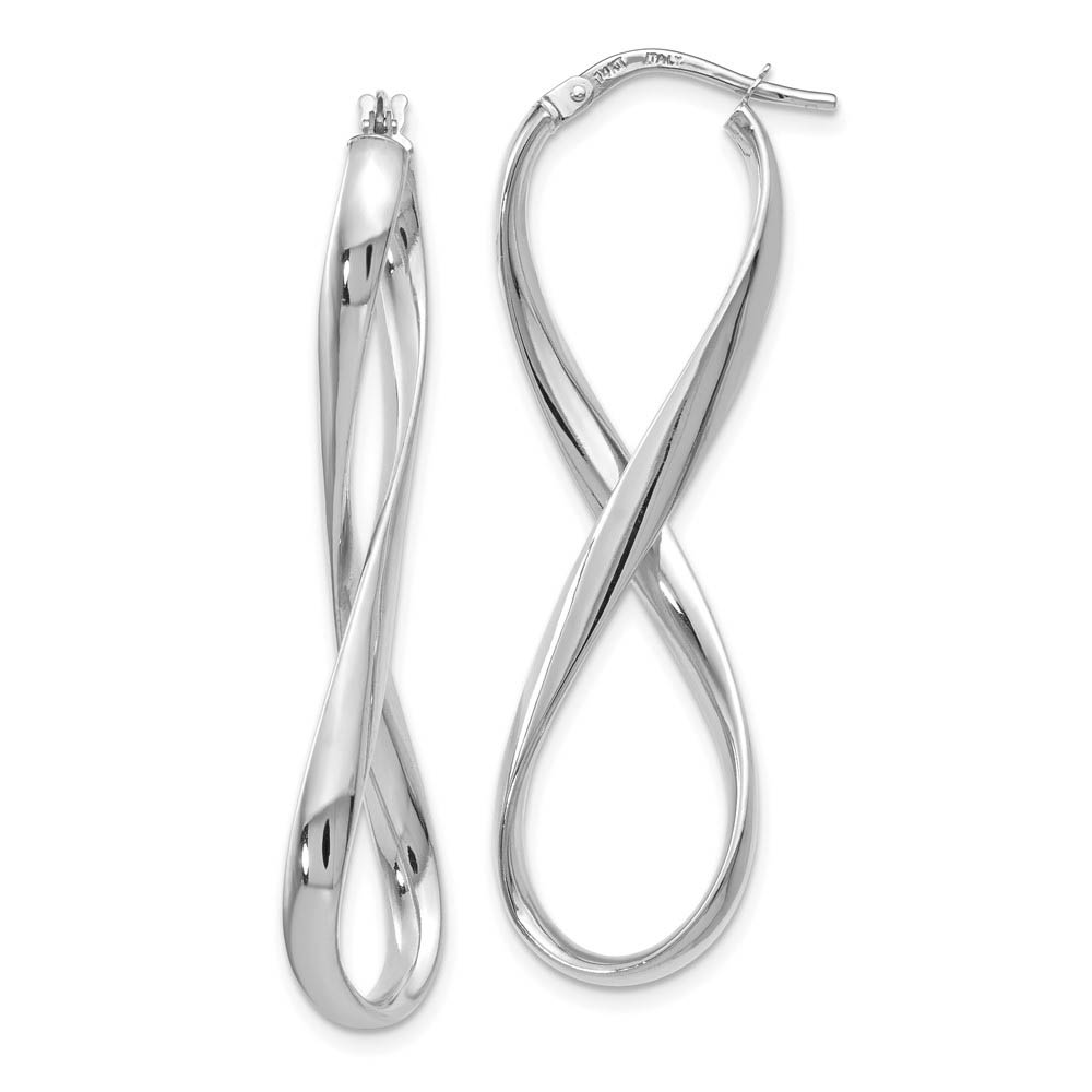 3mm Infinity Hoop Earrings in 14k White Gold, 45mm (1 3/4 Inch)