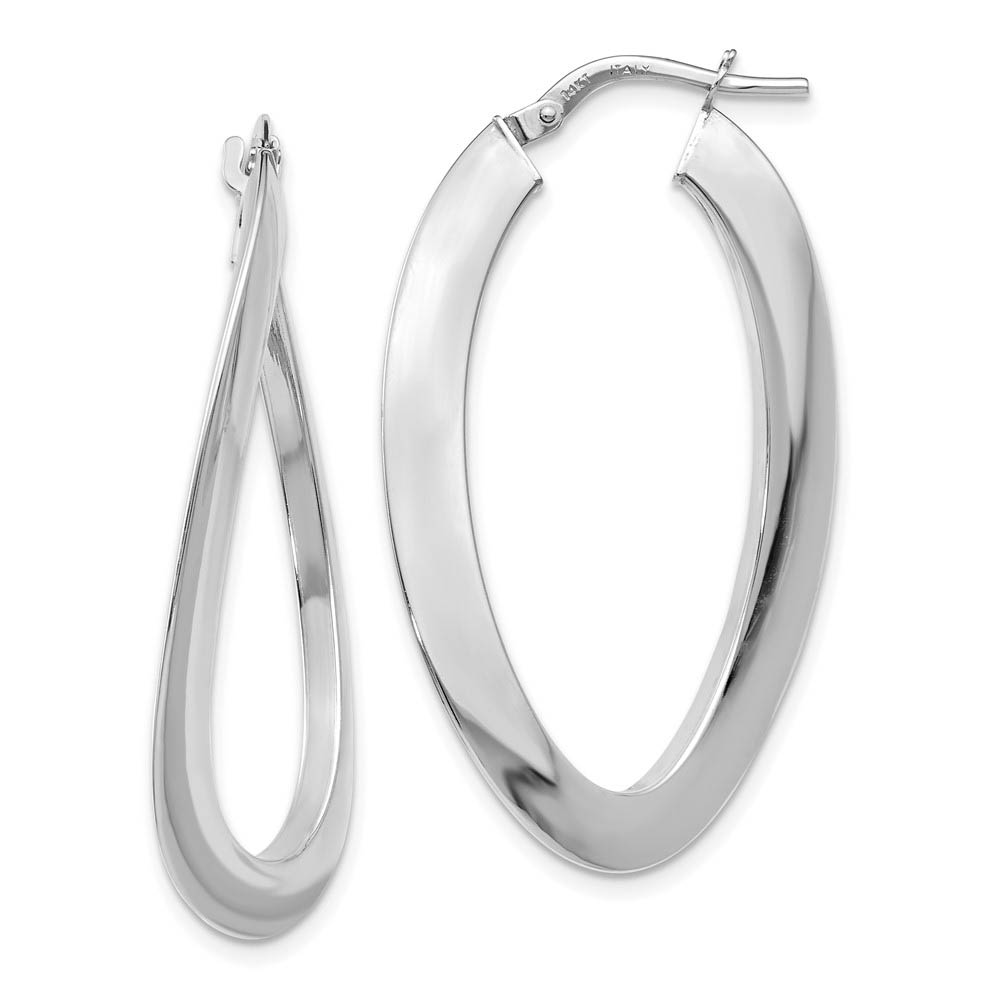 2mm Bent Oval Hoop Earrings in 14k White Gold, 38mm (1 1/2 Inch)