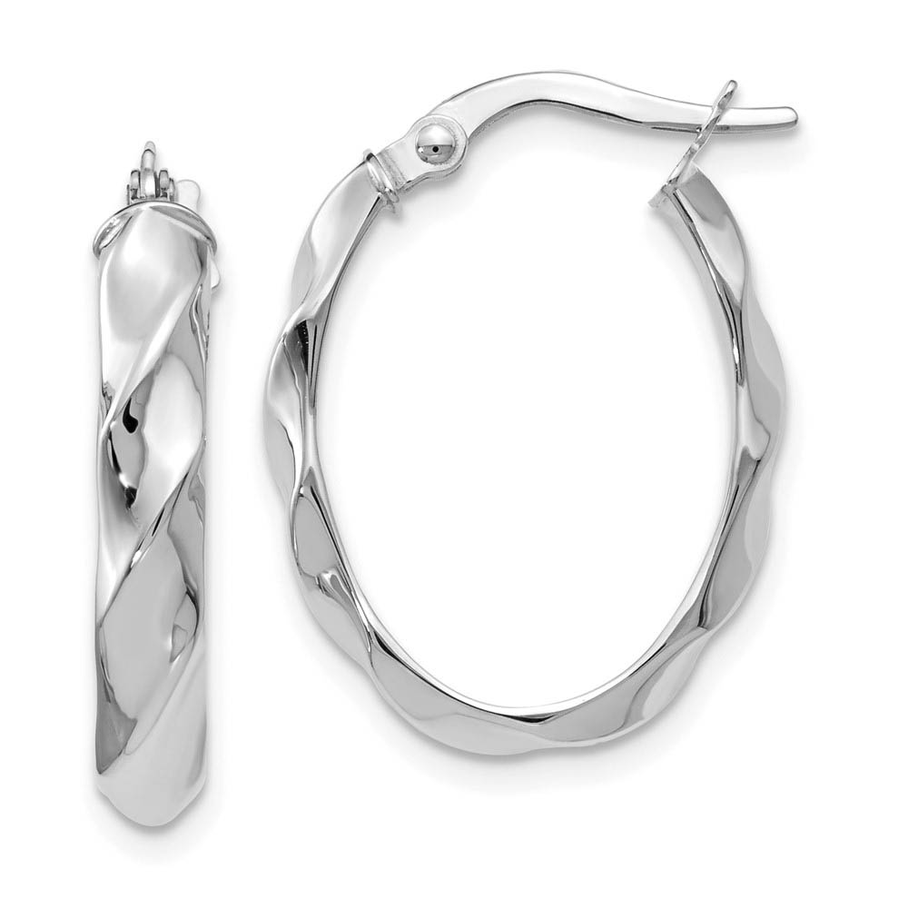 4mm Twisted Oval Hoop Earrings in 14k White Gold, 22mm (7/8 Inch)
