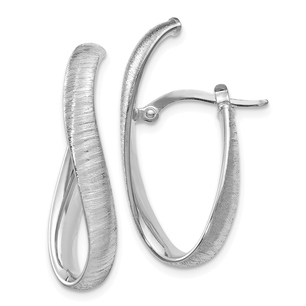 4mm Textured Twist Hoop Earrings in 14k White Gold, 28mm (1 1/8 Inch)