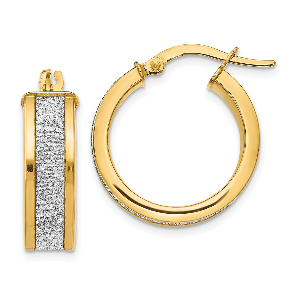 6mm Glitter Infused Round Hoop Earrings in 14k Yellow Gold, 20mm