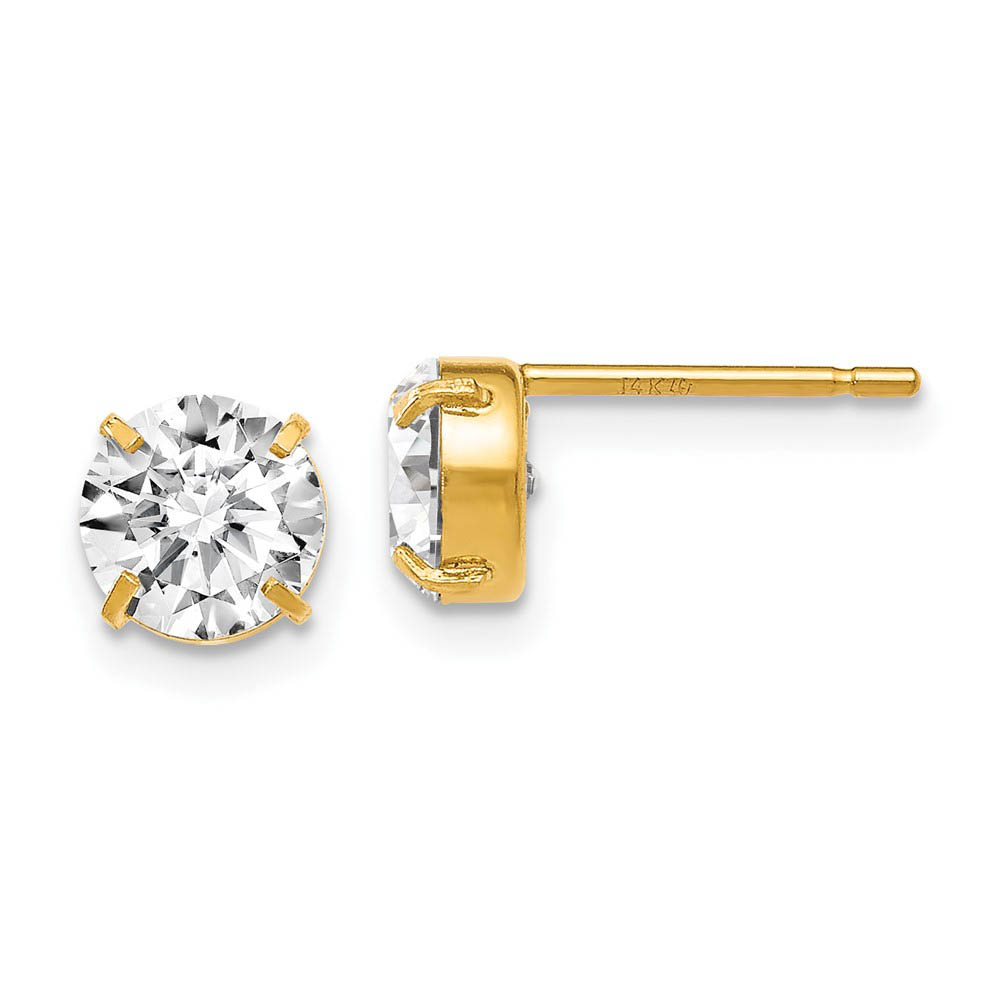 6mm Cubic Zirconia Stud Earrings in 14k Yellow Gold