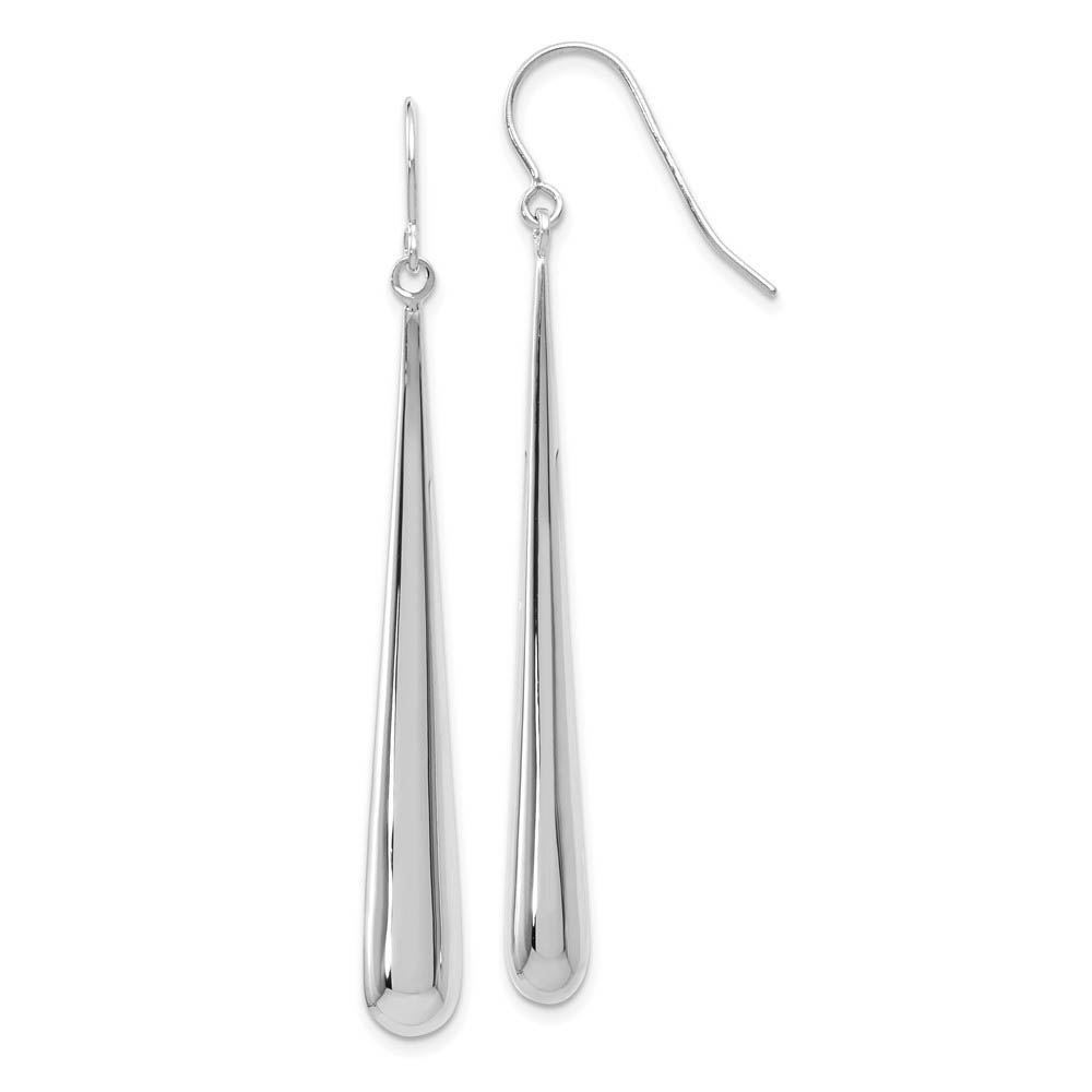 14k White Gold Long Polished Teardrop Dangle Earrings, 52mm (2 Inch)