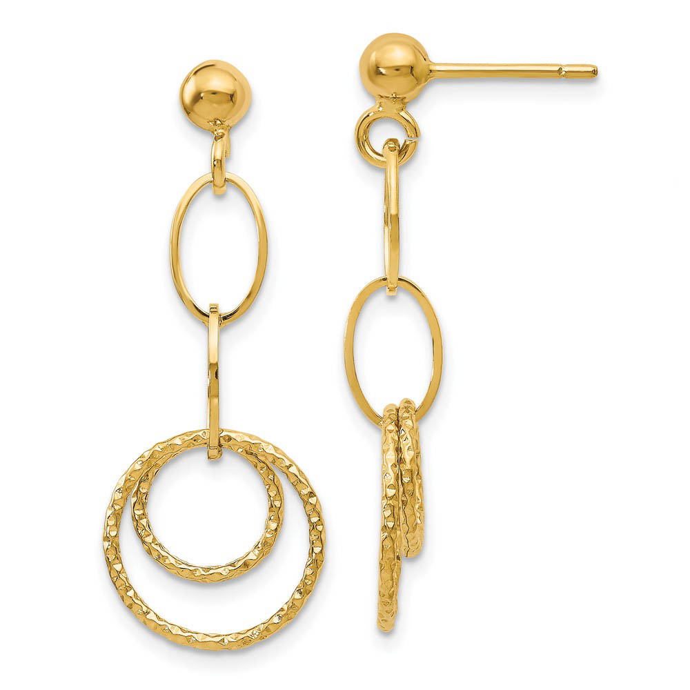 Geometric Post Dangle Earrings in 14k Yellow Gold