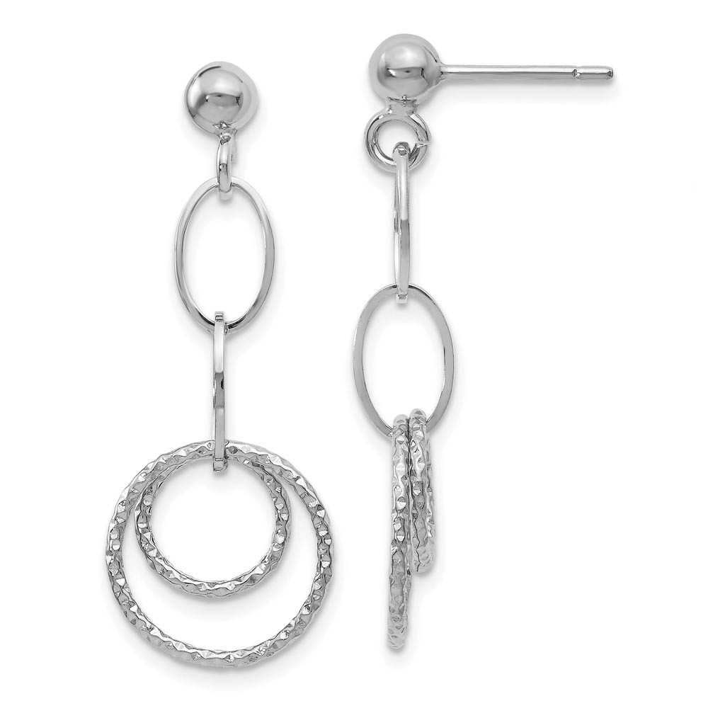 Geometric Post Dangle Earrings in 14k White Gold
