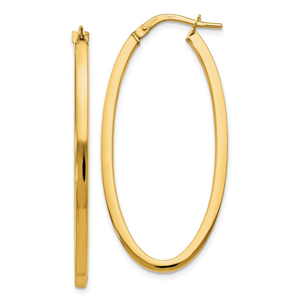 2mm Oval Hoop Earrings in 10k Yellow Gold, 41mm (1 5/8 Inch)