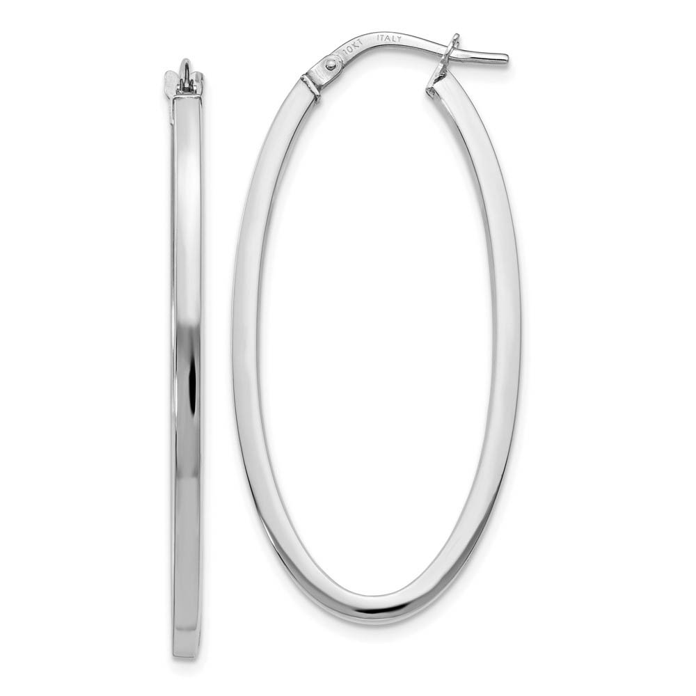 2mm Oval Hoop Earrings in 10k White Gold, 41mm (1 5/8 Inch)