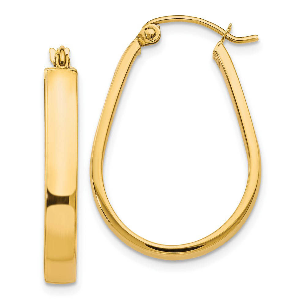 3.5mm U Shape Hoop Earrings in 10k Yellow Gold, 26mm (1 Inch)
