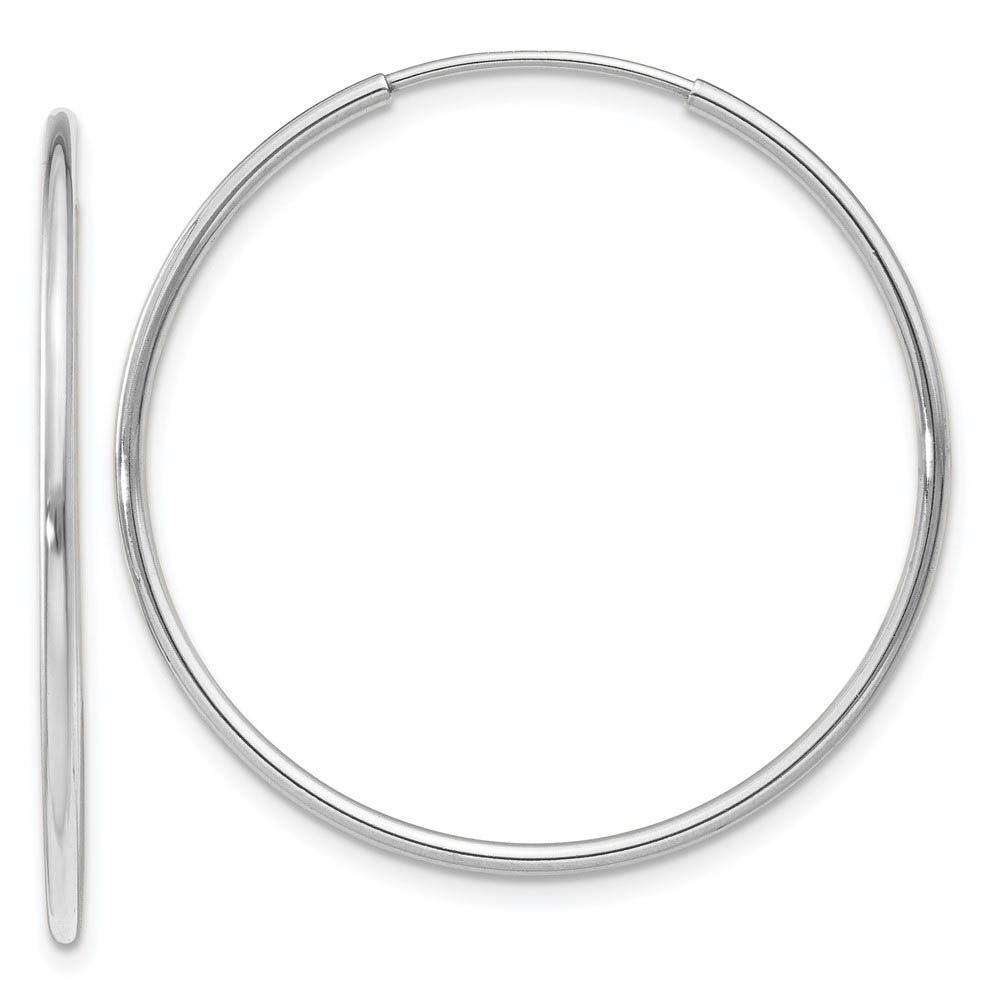 1.2mm x 28mm 14k White Gold Polished Endless Tube Hoop Earrings