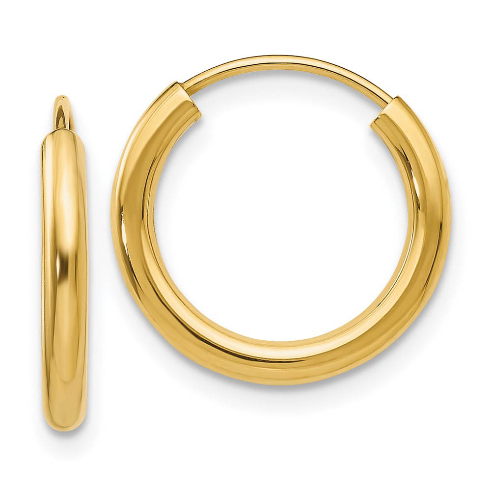 2mm x 15mm 14k Yellow Gold Polished Round Endless Hoop Earrings