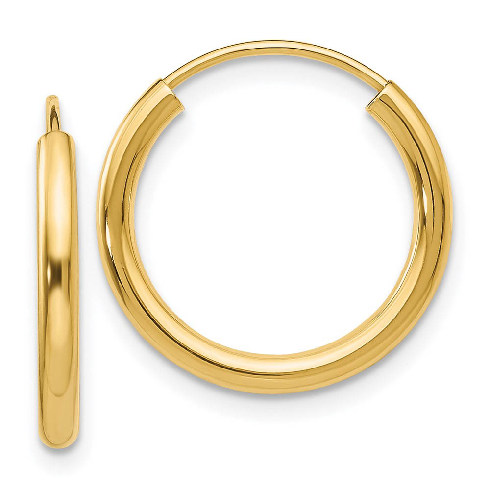 2mm x 18mm 14k Yellow Gold Polished Round Endless Hoop Earrings