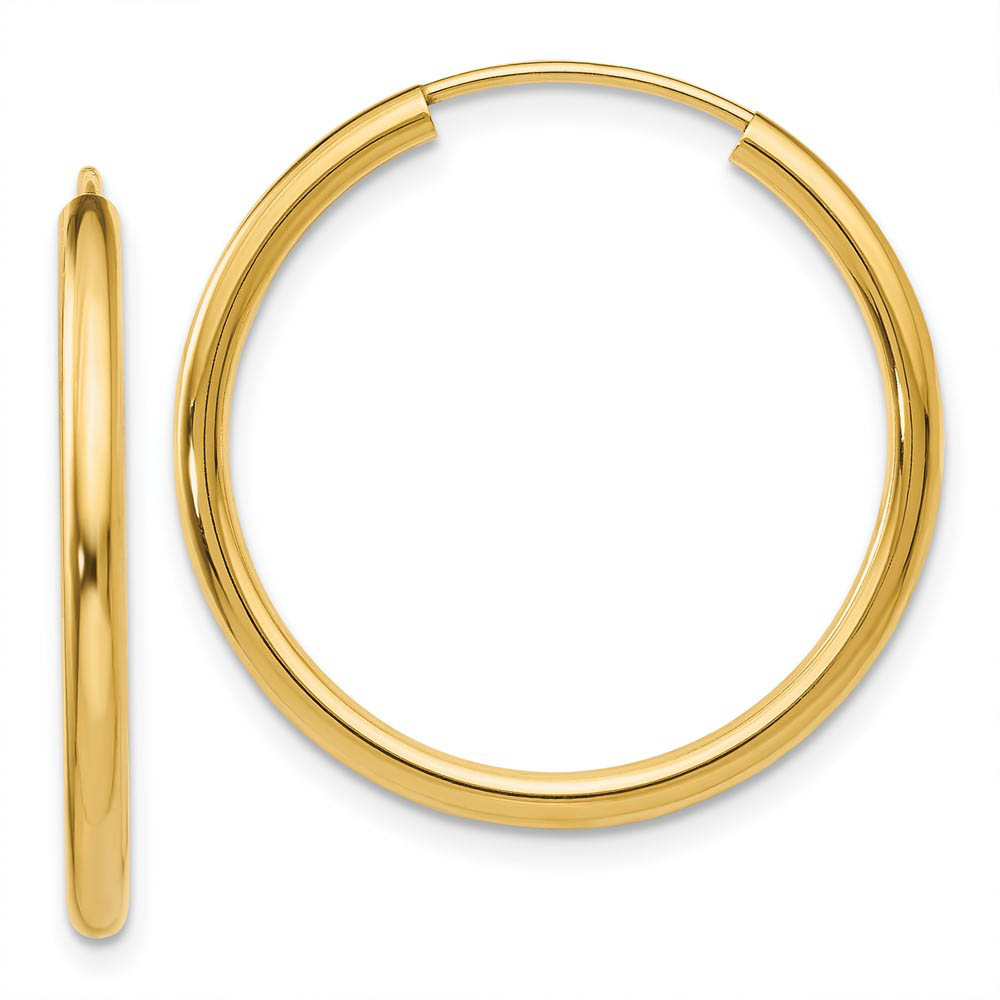 2mm x 26mm 14k Yellow Gold Polished Round Endless Hoop Earrings